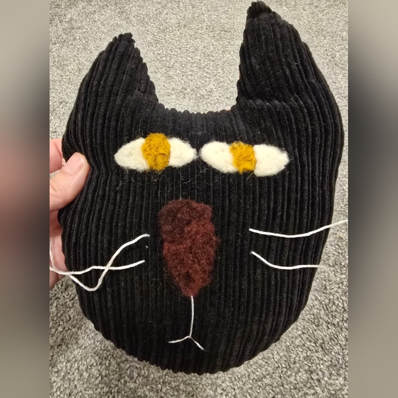 Handmade Primitive Cool Stuffed Cat Heat Great Fabric Details Home Decor Accent - Picture 5 of 5